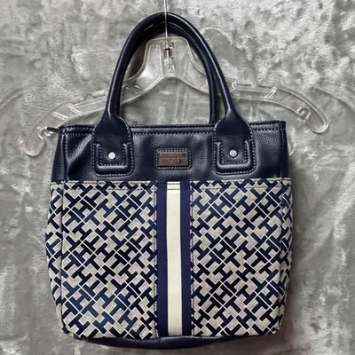 Tommy Hilfiger Monograma Firma Bolso de Mano Cartera Azul Marino y Blanco Off Foto 1 de 4