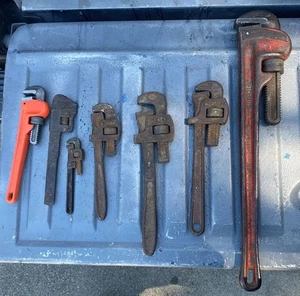 1x6” 3x10” 2x14 1x24” & Various Vtg Heavy Duty Pipe Wrench’s - Picture 1 of 4