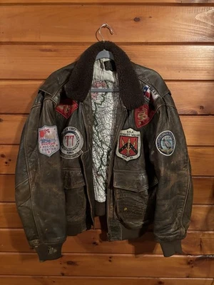 Vintage Avirex G-1 Flight Jacket- Russian Blood- Chit,Map Lining, 80s Air Force - Image 1 of 4