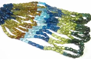 Multi Apatite Baguette Plain Beads 16"Strand Natural Apatite Gemstone 6-8mm LC-2 - Picture 1 of 13