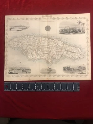 MAPA JAMAICA Island c1850 RAPKIN & ROGERS Coloreado a Mano Antiguo Foto 1 de 4