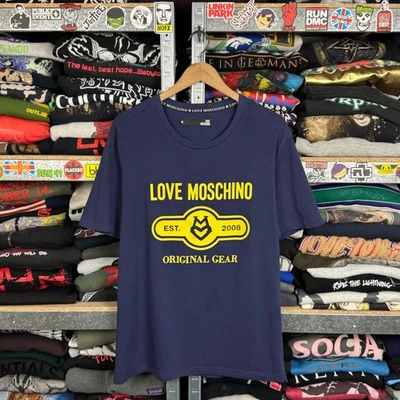LOVE MOSCHINO ORIGINAL GEAR BIG LOGO LUXURY MENS NAVY BLUE SIZE XLARGE - Image 1 of 4