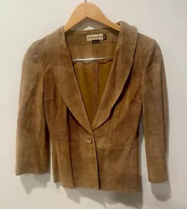 Vintage Emporio Armani Brown Goat Leather Blazer Jacket | Sz 38 Made in Italy - Picture 1 of 6