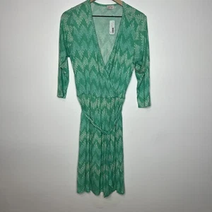 Pixley Stitch Fix Ohara Faux Wrap Chevron Print Dress Size XL Light Green New - Picture 1 of 6