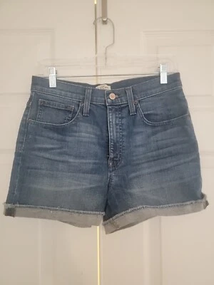Short jeans feminino J.Crew cintura alta índigo desbotado | Item K6462 | tamanho 27 - Imagem 1 de 3