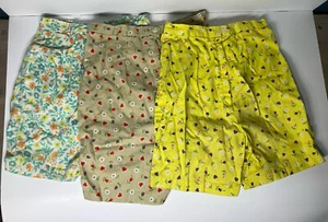 Vintage Girls Bright Floral Denim Handmade 1960s Shorts Lot Of 3 Size 5-6 - Picture 1 of 9