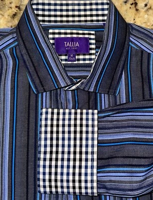Tallia Men’s Multicolor Striped Long Sleeve Button Up Shirt Size M 15 1/2 - Image 1 of 3