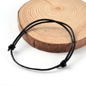 Adjustable Real Cowhide Leather Bracelet Black 15-30cm Cuff (BJEW-JB02164) - Picture 1 of 7