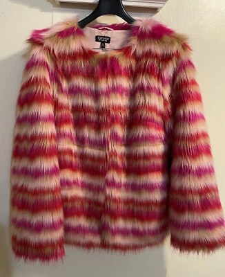 TOPSHOP 人造毛皮中长多色外套 8 码 — 第 1/4 张图片