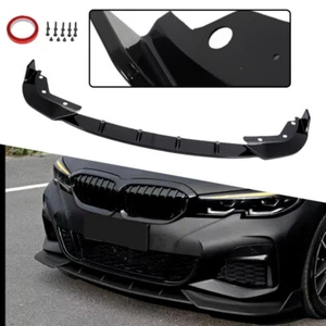 Front Bumper Lip Splitter Spoiler Body Kit For BMW G20 M Sport 2019+ Gloss Black - Picture 1 of 11