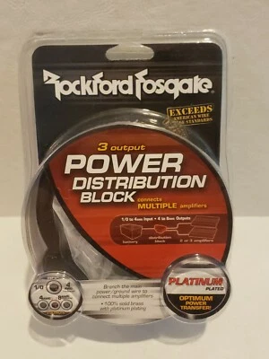 Rockford Fosgate RFD4 4 AWG Car Audio Distribution Block w 3 Output Terminal E5 - Image 1 of 2
