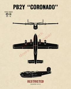 WWII USA Consolidated PB2Y Coronado Flying Boat Aircraft Recognition Poster V-1 - Bild 1 von 7