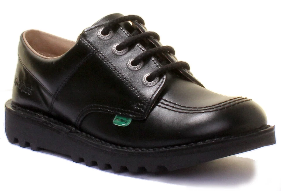 Kickers Patada Bajo Juventud Niñas a la Escuela Cuero Zapatos Negro Talla UK 3 - - Imagen 1 de 1