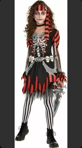 Skele-Punk Pirate Skeleton Ghost Skull Bones  Dress Halloween Child Costume sz S - Picture 1 of 4