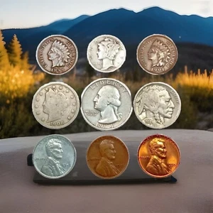 9 pc U.S. Type Coin Starter Set some Gem, SILVER, INDIANS, 1800'S AND 1900'S - Picture 1 of 5