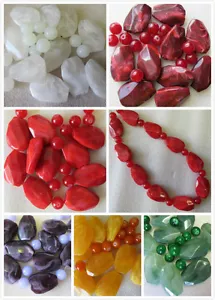 20 Large Beads 36 x 24mm Marble Effected Acrylic & Glass 12mm - Picture 1 of 13