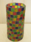 Handmade Vase covered in 228 different colored square glass pieces One of a Kind