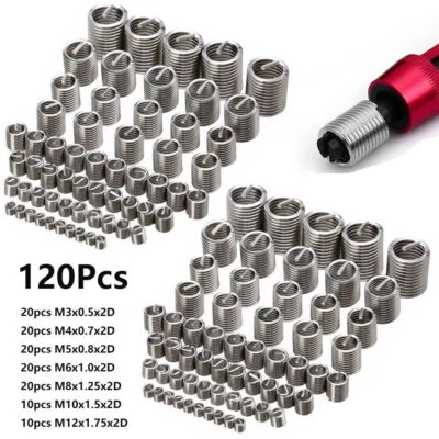 120pcs Stainless Steel Helicoil Insert Thread Repair Kit M3 M4 M5 M6 M8 M10 M12 - Image 1 of 4