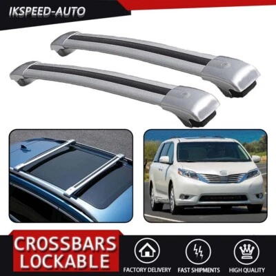 Barras transversales para portaequipajes de techo bloqueables de 2 piezas aptas para Toyota Sienna 2011-2020 Foto 1 de 4
