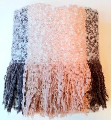 Mujer Larga Rosa Gris Invierno Bufanda con Flecos 40" Manta Estilo Gruesa Cálida Foto 1 de 4