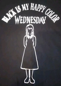 Wednesday Addams  Family Black Is My Happy Color Halloween T-shirt Gir1s 14/16 - Picture 1 of 4