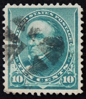 U.S. Used Stamp Scott #226 10c Webster. VF - XF. Wedge Fancy Cancel. Choice! - Image 1 of 2