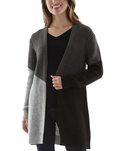 BCX Juniors' Colorblocked Cardigan Charcoal Size S - Picture 1 of 3
