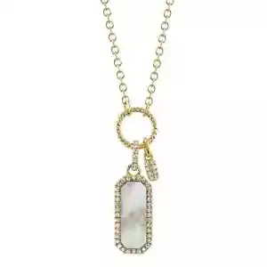 Collar con etiqueta de perro de diamantes madreperla de oro amarillo de 14 quilates natural 0,88 CTW - Imagen 1 de 6