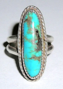 WOW! Hermoso Peón Antiguo Ester OVALADO TURQUESA Estate ¡Iniciales de publicación comercial! Talla 5,5 - Imagen 1 de 6