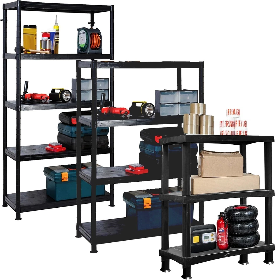 3/4/5 Tier Plastic Shelving Unit Garage Shed Storage Racking Shelves Organizer - Image 1 of 1