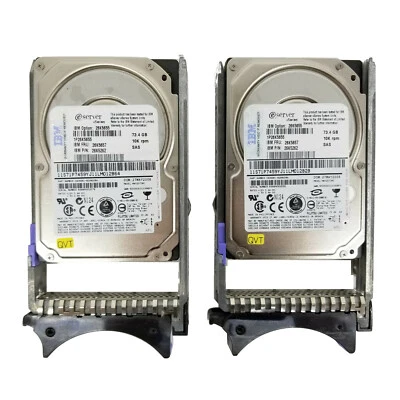 2x IBM Fujitsu MAY2073RC 73.4GB 10k rpm SAS Hard Drives w/ Caddies - Image 1 of 4