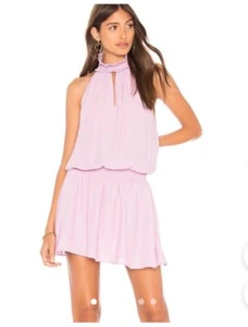 Amanda Uprichard Kimmie Dress LARGE Halter Neck Lavender Blouson Smocked Chic - Picture 1 of 13