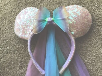 DISNEY WORLD GIRLS RAINBOW GLITTER MINNIE MOUSE EARS HEADBAND COSTUME DRESS UP - Image 1 of 4
