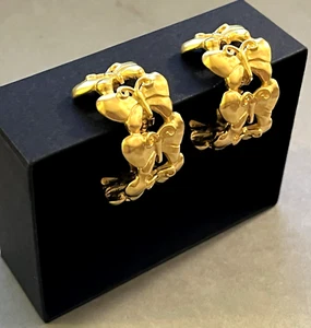 Vintage GIVENCHY 5 Butterfly Half Hoop Creole Brushed Gold Tone Clip On Earrings - Picture 1 of 11