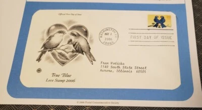 USPS Firt Day Issue True Blue Love Stamp 5/1/2006 - Image 1 of 2
