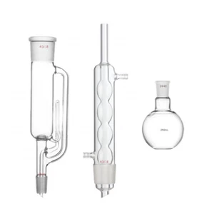 250ml 24/40 Glas Soxhlet Extraktion 40/38 Allihn Kondensator 1 flacher Bodenkolben - Bild 1 von 5