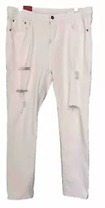 Galmint Size 16 NWT White Distressed Ripped Denim Stretch Ankle Jeans - Picture 1 of 10