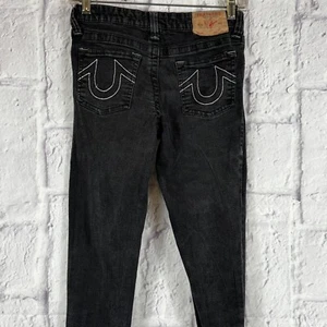 True Religion Sz 14 Halle Girls White Stitch Black Super Skinny Act 27x28.5 #90 - Picture 1 of 18