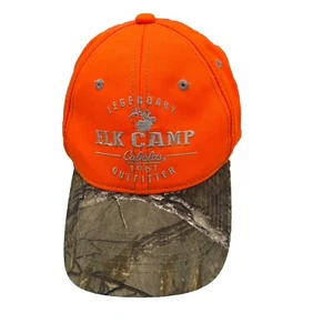Cabelas Fluorescent Orange ELK CAMP Outfitters Hat Cap Camouflage Bill Hook Loop - Picture 1 of 9
