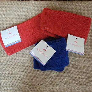 Retro Estilo Años 80 Sudaderas Diademas Muñequeras Rojo Azul Lote 2 Cada una Nuevas - Imagen 1 de 2