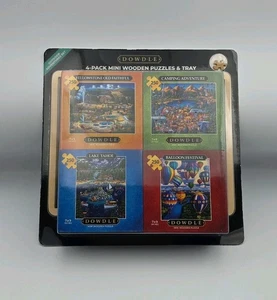 Dowdle 4-Pack Mini Wooden Puzzles Outdoor Adventures Yellowstone Tahoe Balloons - Picture 1 of 2