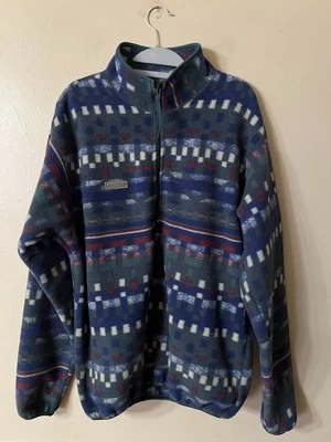 Vintage Columbia Southwest Aztec Fleece Half Zip Sweater Mens Large Made USA 90s - Image 1 of 4