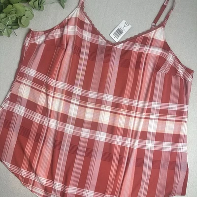 Camiseta sin mangas Torrid para mujer talla grande 3 (3X) Ava roja a cuadros cami ribete de encaje ajustable nueva con etiquetas Foto 1 de 4