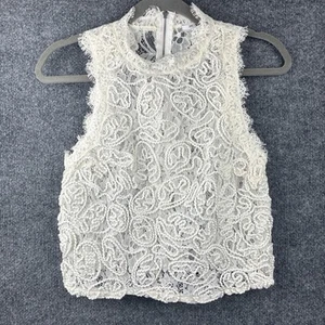 Top Zara Blanco Encaje Sin Mangas Bordes Cortos Festoneados Talla S Cremallera Trasera Ángel Hada - Imagen 1 de 7