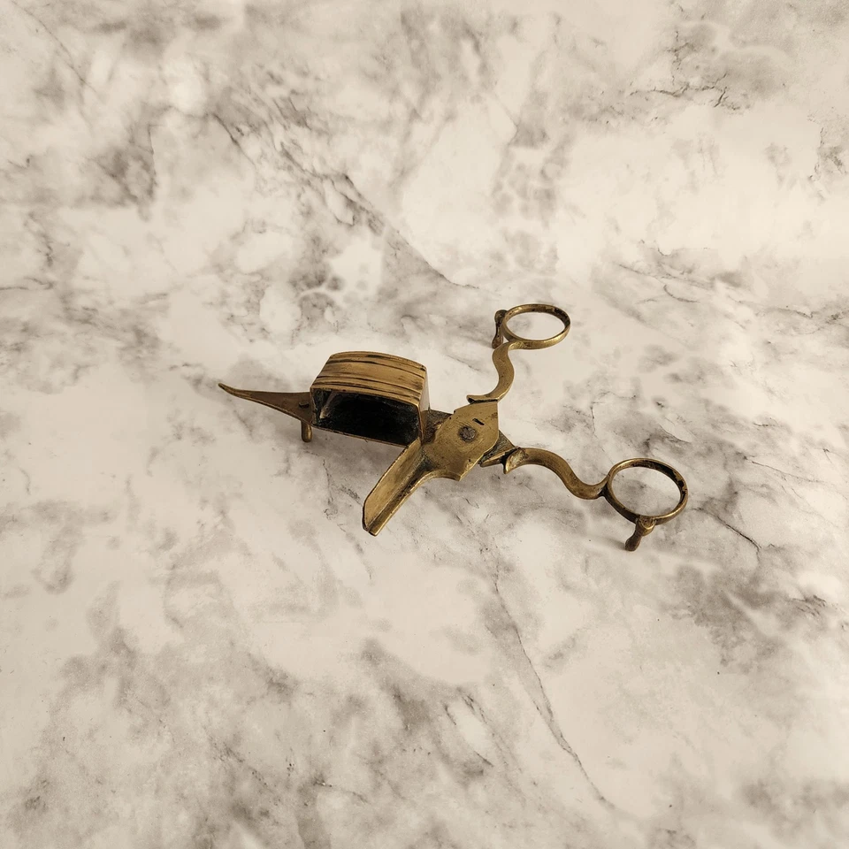 Vintage Scissor Candle Snuffer Wick Cutter-Brass with 3 Leg Stand - Image 1 of 4