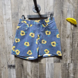 Cyclone Denim Sunflower Print Vintage 90s Jean Mom Shorts - Picture 1 of 4