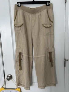 XCVI Tan Cargo Pant Pull On Straight Leg Sz L - Picture 1 of 14