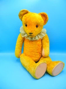 Vintage PETZ German Golden Mohair Teddy Bear Glass Eyes Jointed & Flat Feet 22" - Picture 1 of 12