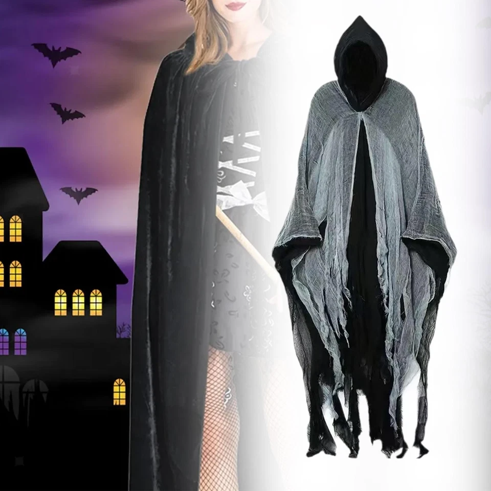 Halloween Cloak Cosplay Costume Medieval Gothic Wizard Robe for Unisex Man Women - Image 1 of 1
