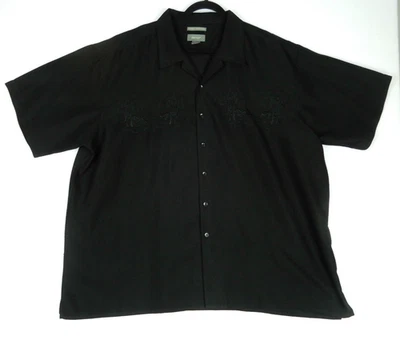 Bruno Sueded Microfiber Shirt Embroidered Palm Trees Black  Men's 3X/Big READ - Image 1 of 4